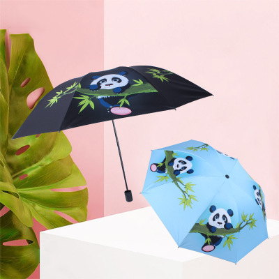 厂家直销黑胶防紫线晴雨伞 卡通防晒三折小黑伞可定制logo麻豆黄色三级片伞