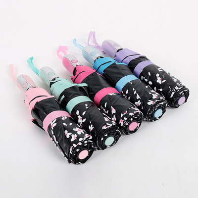 厂家批发亚洲麻豆AV肉丝网站一区二区创意加厚全自动樱花伞 8骨黑胶遮阳晴雨伞自动樱花伞