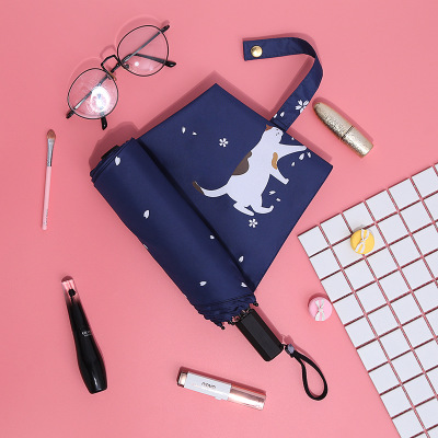 手动卡通樱花伞8骨三折晴雨伞 创意黑胶防紫外线亚洲麻豆AV肉丝网站一区二区遮阳伞定制伞